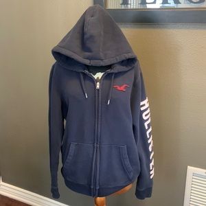 Hollister blue zip up hooded sweatshirt